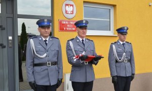 Policjanci podczas powiatowych obchodów Święta Policji w Wieruszowie.