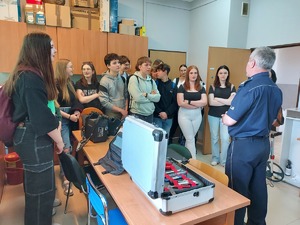 prelekcja z I Zastępcą Komendanta Powiatowego Policji w Wieruszowie mł. insp. Adam Stochniałek.