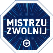 widzimy znak drogowy z napisem Mistrzu Zwolnij.