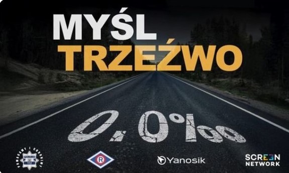 widzimy obraz drogi promile oraz napis Myśl Trzeźwo.
