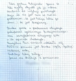 widzimy na kartce papieru napisany list.